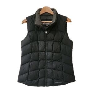 Eddie Bauer EB650 Goose Down Puffer Vest Womens Medium Black Full Zip Outdoors